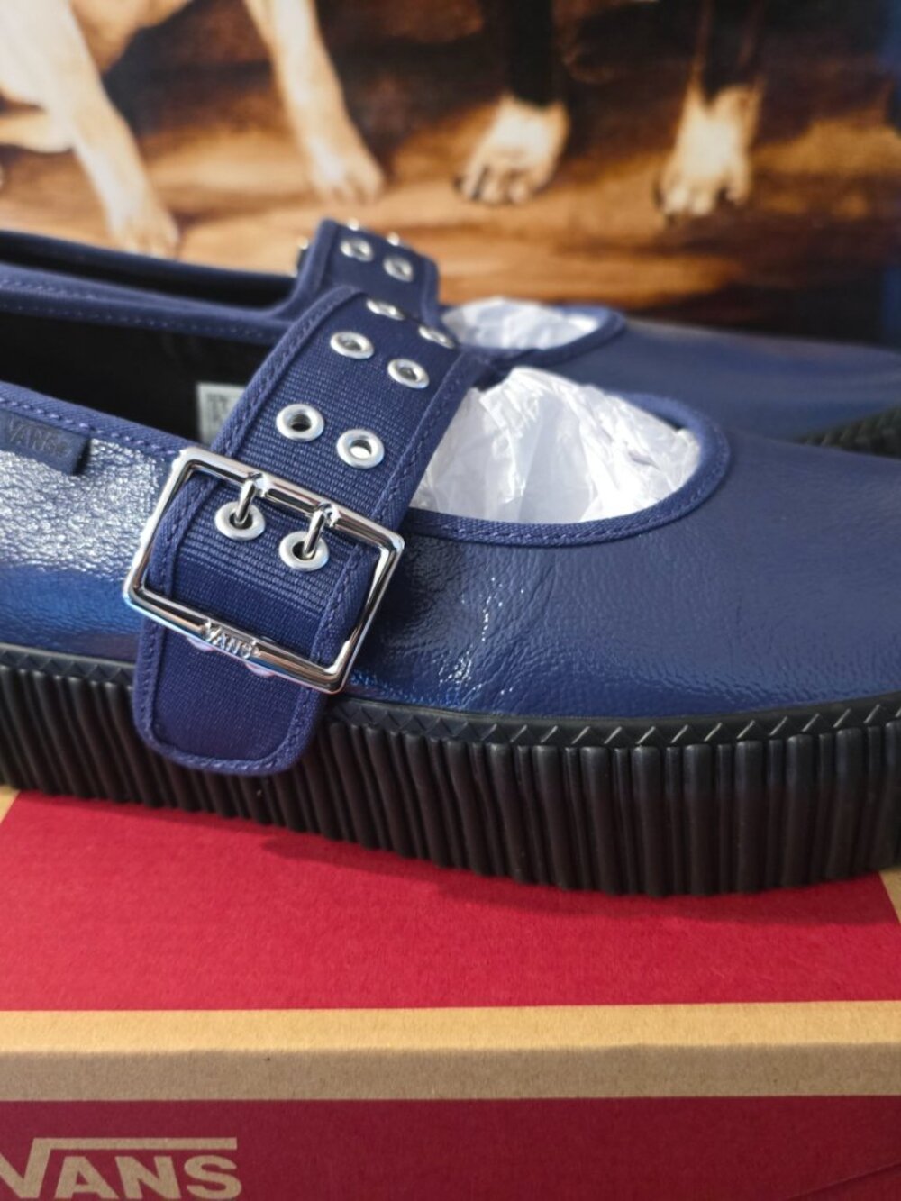 Vans Mary Jane Creeper Platform Shoe Navy / Black VN000V16EMT Women's Sz 8 NEW - Picture 6 of 10